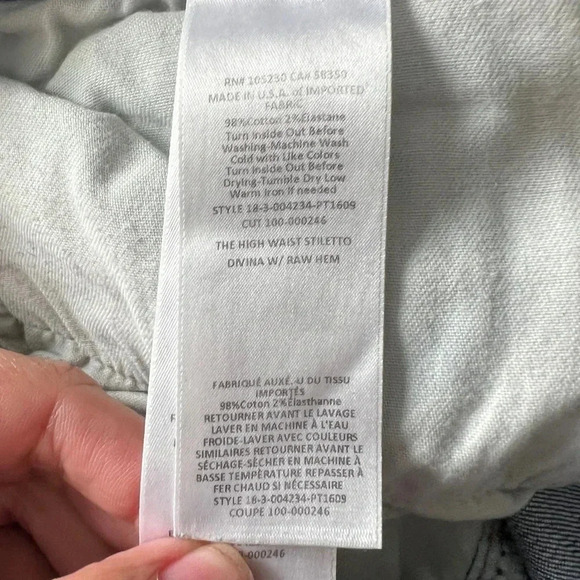 Current/Elliott cropped Jeans High Waisted Stiletto Raw Hem 29 - Picture 7 of 7